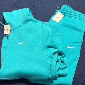 Men Nike Blue Sweatpants Soft Fleece Joggers Set